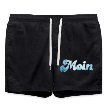 Moin Schiff typisch nordisch Handschrift Nordsee - Badeshorts - Schwarz - Vorne - AI Model Male 185 light (185cm)