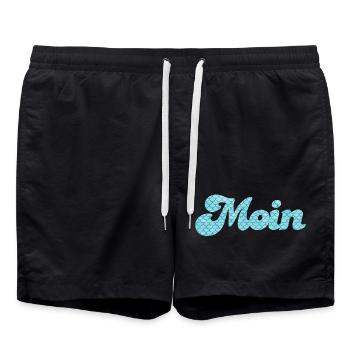 Moin Schuppen Schnörkel Handschrift nordisch Meer - Badeshorts - Schwarz - Vorne - AI Model Male 185 light (185cm)