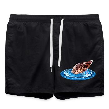 lustige Vögel, Stockente tauchend - Badeshorts - Schwarz - Vorne - AI Model Male 185 light (185cm)