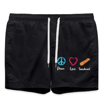 Frieden Liebe Snowboard - Badeshorts - Schwarz - Vorne - AI Model Male 185 light (185cm)