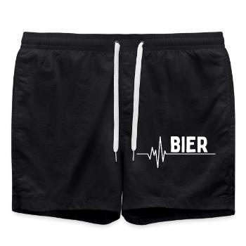 Mein Herz schlägt für Bier . Bierliebhaber - Badeshorts - Schwarz - Vorne - AI Model Male 185 light (185cm)