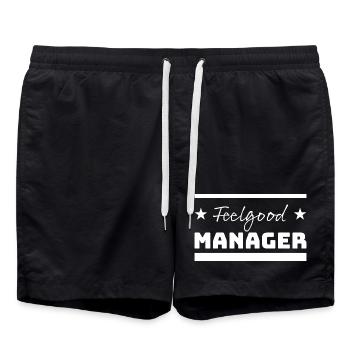 Tshirt Feelgood Manager Stars white - Swim Trunks - black - Front - AI Model Male 185 light (185cm)
