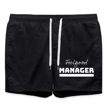 Tshirt Feelgood Manager blanc - Short de bain - noir - Devant - AI Model Male 185 light (185cm)