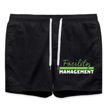 Tshirt Facility Management vert blanc - Short de bain - noir - Devant - AI Model Male 185 light (185cm)