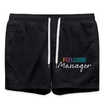 Design FeelgoodManager white colorful - Swim Trunks - black - Front - AI Model Male 185 light (185cm)