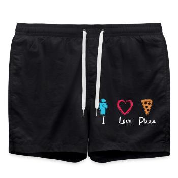 I Love Pizza - Swim Trunks - black - Front - AI Model Male 185 light (185cm)