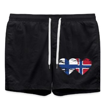 Finland Norway flag heart used used - Swim Trunks - black - Front - AI Model Male 185 light (185cm)