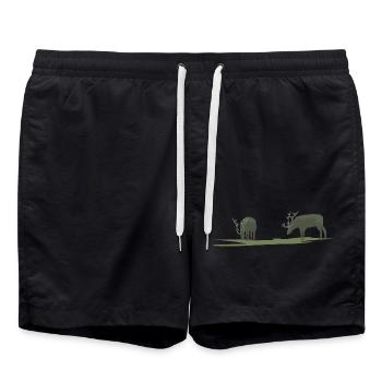 Brouillard d’orignal ou de cerf - Short de bain - noir - Devant - AI Model Male 185 light (185cm)