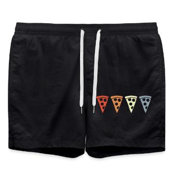 Tranche de pizza vintage - Short de bain - noir - Devant - AI Model Male 185 light (185cm)