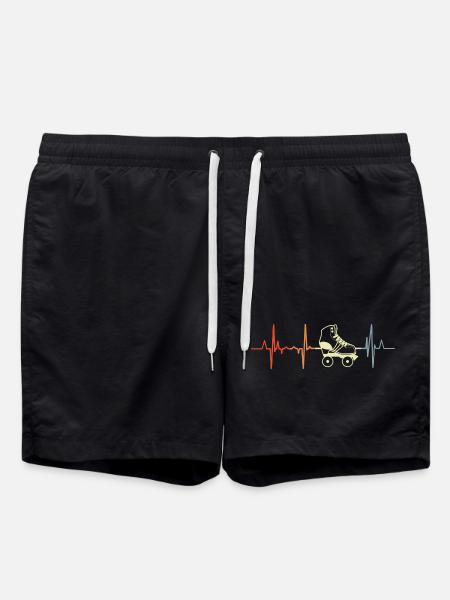 Roller skates Heart Line ECG - Swim Trunks - black