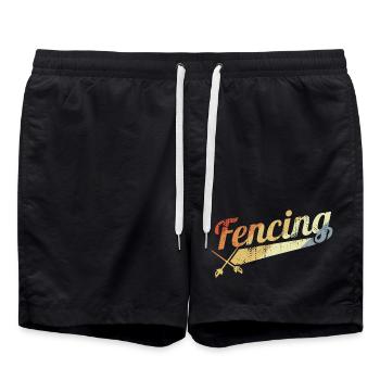 Fechten Vintage Look - Badeshorts - Schwarz - Vorne - AI Model Male 185 light (185cm)