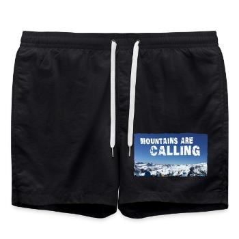 Mountains are Calling Damüls (2 Upload) - Badeshorts - Schwarz - Vorne - AI Model Male 185 light (185cm)