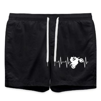 Moto Biker Symbol Wheelie icon Egk Heartbeat - Short de bain - noir - Devant - AI Model Male 185 light (185cm)