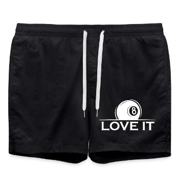 8 ball love it Billard Team Verein Gruppe Grafik - Badeshorts - Schwarz - Vorne - AI Model Male 185 light (185cm)