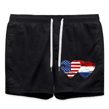 Cœur de drapeau hollandais américain utilisé - Short de bain - noir - Devant - AI Model Male 185 light (185cm)
