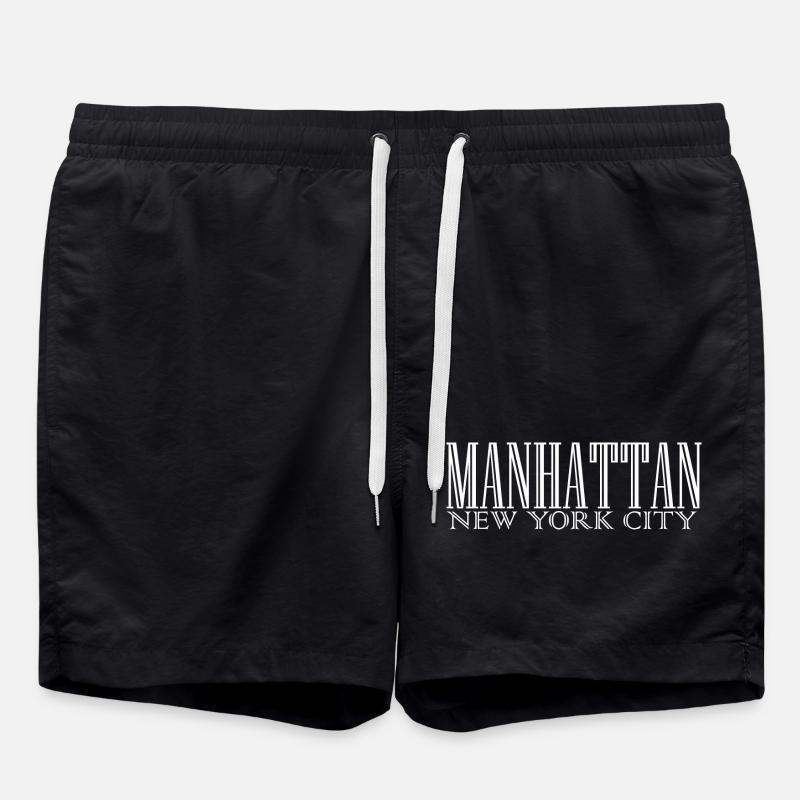 Manhattan Skyline Silhouette Print - Badeshorts - Schwarz