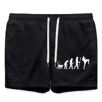 Entwicklung eines Kickboxers - Badeshorts - Schwarz - Vorne - AI Model Male 185 light (185cm)