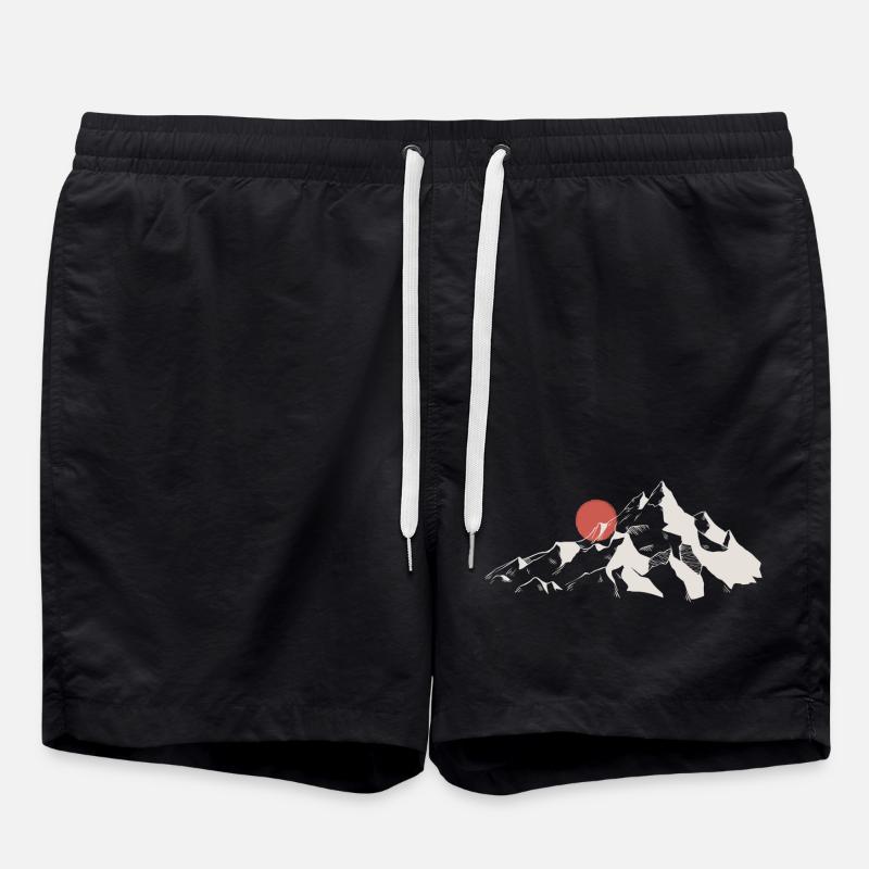 Sonnenaufgang Bergsilhouette - Badeshorts - Schwarz