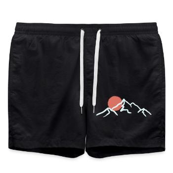 Sonnenbeschienener Gipfel Minimaler Berg - Badeshorts - Schwarz - Vorne - AI Model Male 185 light (185cm)