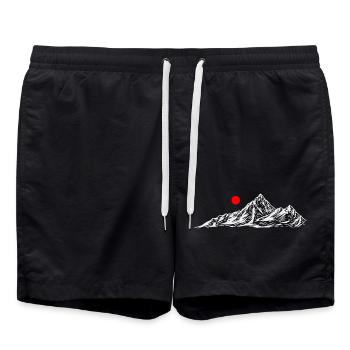 Red Sun Over White Mountain - Swim Trunks - black - Front - AI Model Male 185 light (185cm)