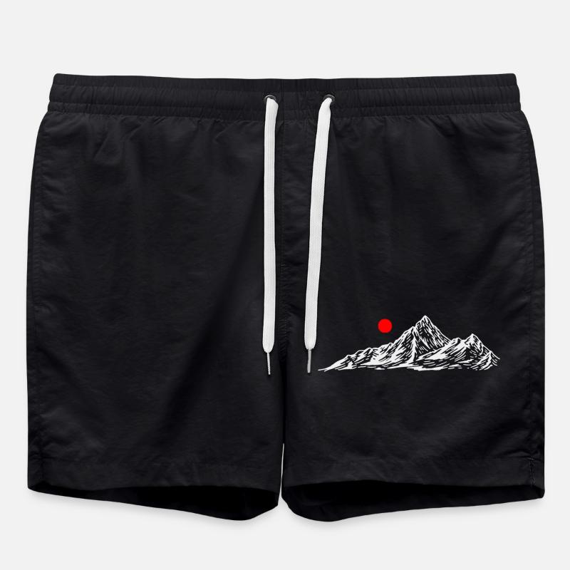 Red Sun Over White Mountain - Swim Trunks - black
