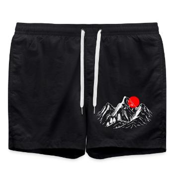 Soleil pourpre sur les sommets alpins - Short de bain - noir - Devant - AI Model Male 185 light (185cm)