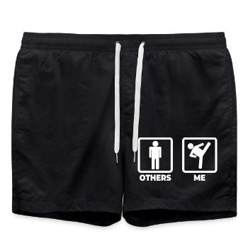 Ich als Kickboxer - Badeshorts - Schwarz - Vorne - AI Model Male 185 light (185cm)