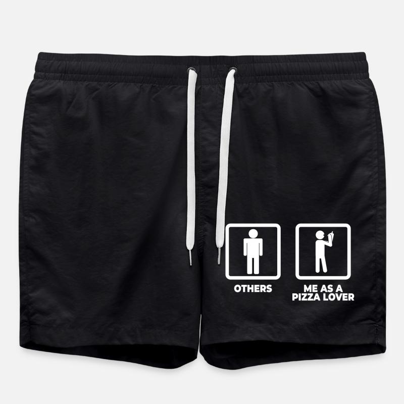 Pizza Lover Stick Figure - Swim Trunks - black