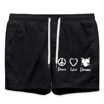 Peace Love Drums - Badeshorts - Schwarz - Vorne - AI Model Male 185 light (185cm)