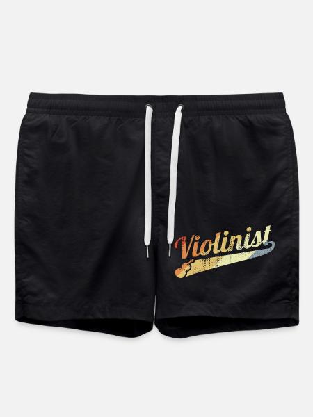 Retro Violin Player - Swim Trunks - black