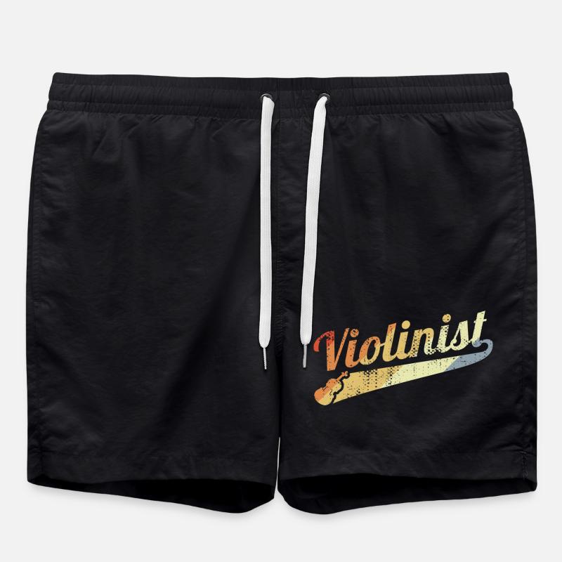 Retro Violin Player - Swim Trunks - black