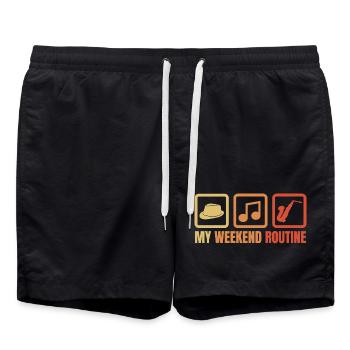 Routine du week-end du saxophoniste - Short de bain - noir - Devant - AI Model Male 185 light (185cm)