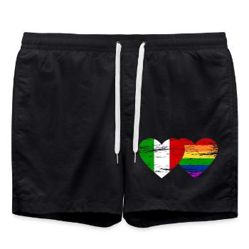 Italien Regenbogen Flagge used - Badeshorts - Schwarz - Vorne - AI Model Male 185 light (185cm)