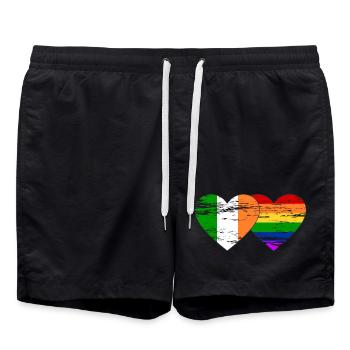 Irland Regenbogen Flagge used - Badeshorts - Schwarz - Vorne - AI Model Male 185 light (185cm)