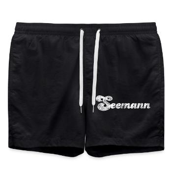 Seemann Grunge Handschrift Ahoi Moin Meer maritim - Badeshorts - Schwarz - Vorne - AI Model Male 185 light (185cm)