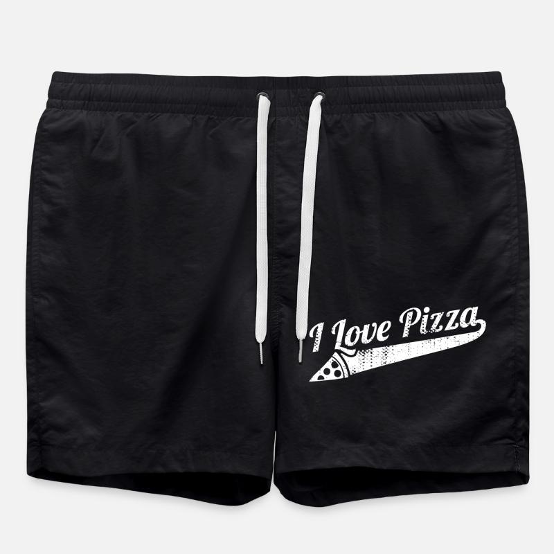 I love pizza - Swim Trunks - black