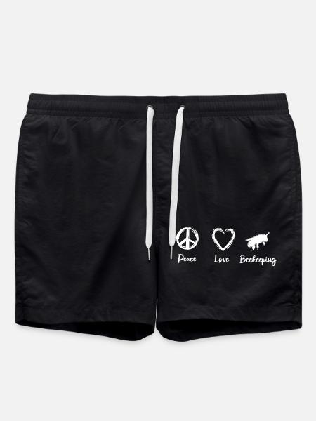 Peace Love Beekeeping - Swim Trunks - black