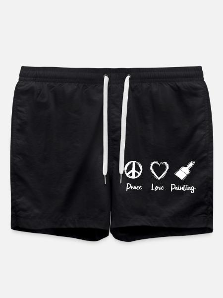 Peace Love Painting - Swim Trunks - black
