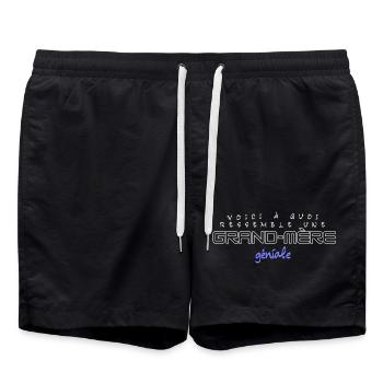 Grand-mère géniale néon rétro - Short de bain - noir - Devant - AI Model Male 185 light (185cm)