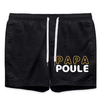 Papa Poule Illustration Rétro - Short de bain - noir - Devant - AI Model Male 185 light (185cm)