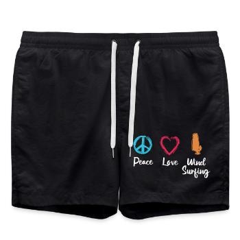 Peace Love Windsurfing - Swim Trunks - black - Front - AI Model Male 185 light (185cm)