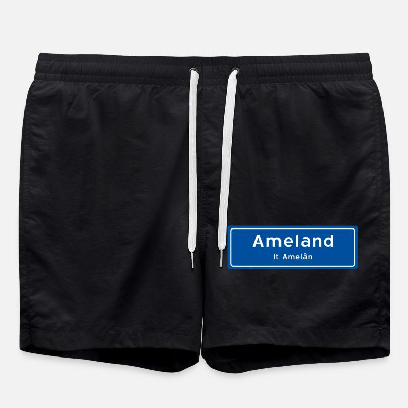 Ameland Ortsschild - Badeshorts - Schwarz