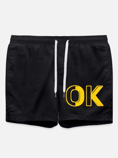 OK okay retro raster Buchstaben O.K. 70er vintage - Badeshorts - Schwarz