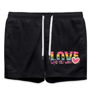 Love who you want - Swim Trunks - black - Front - AI Model Male 185 light (185cm)