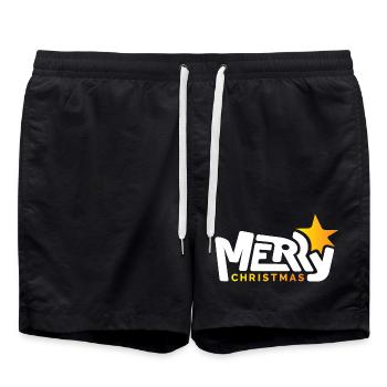 merry christmas font Schrift graffiti Stern xmas - Badeshorts - Schwarz - Vorne - AI Model Male 185 light (185cm)