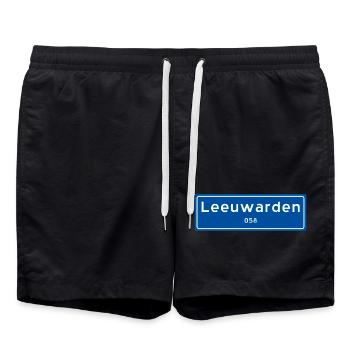 Leeuwarden 058 Ortsschild - Badeshorts - Schwarz - Vorne - AI Model Male 185 light (185cm)