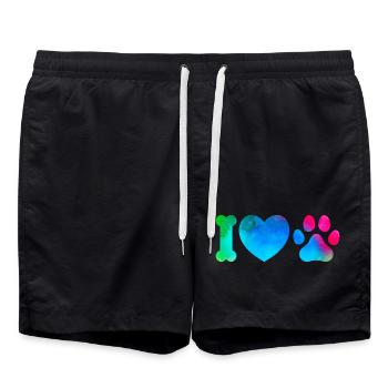 Bunte Pfotenliebe Wasserfarben - Badeshorts - Schwarz - Vorne - AI Model Male 185 light (185cm)