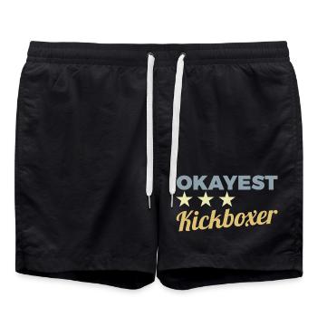 Lustiger Kickboxer - Badeshorts - Schwarz - Vorne - AI Model Male 185 light (185cm)