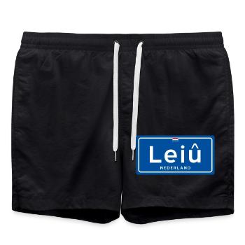Ortsschild Leiu (Leiden) - Badeshorts - Schwarz - Vorne - AI Model Male 185 light (185cm)
