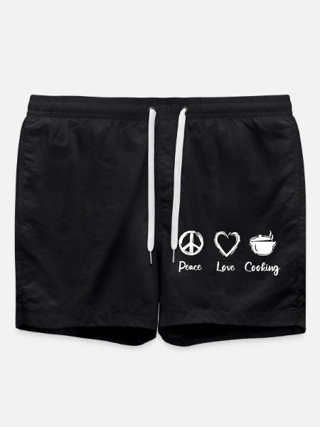 Peace Love Cooking - Swim Trunks - black